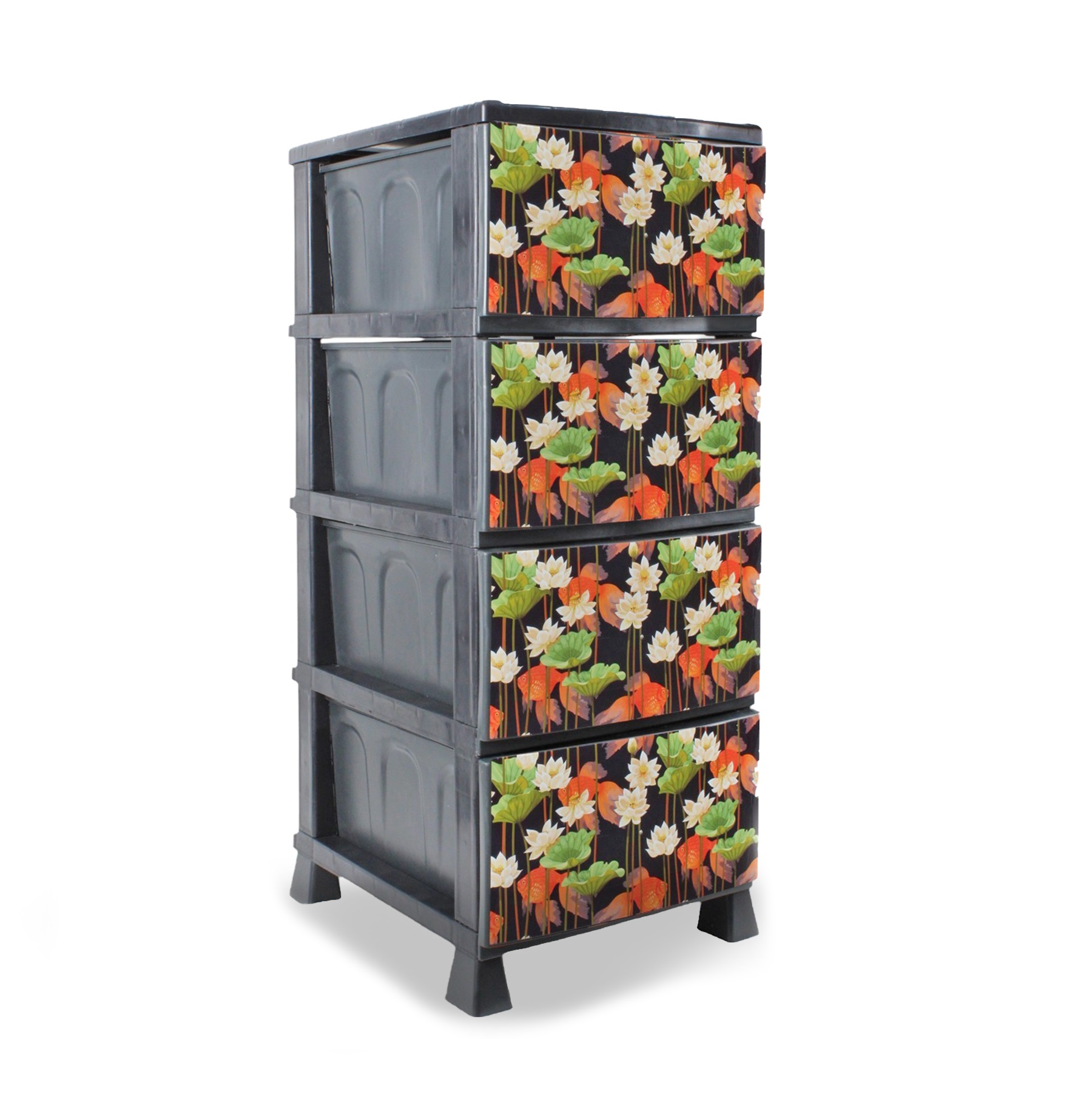 Product image for 4 Tiers Storage Cabinet With Drawers Black 35 x 45 x 90 cm