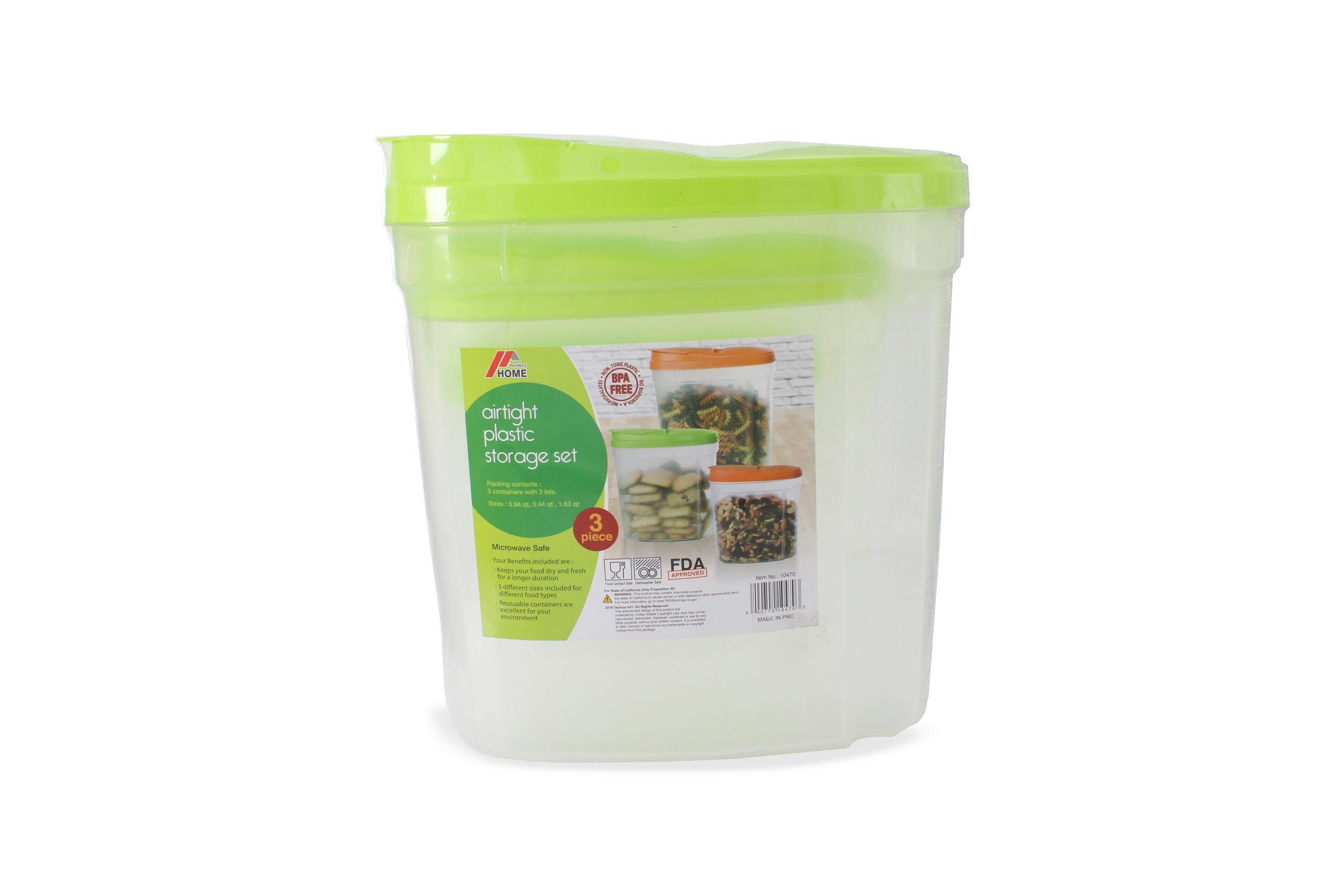Product image for 3-Piece Plastic Food Storage Set (x12 pcs)