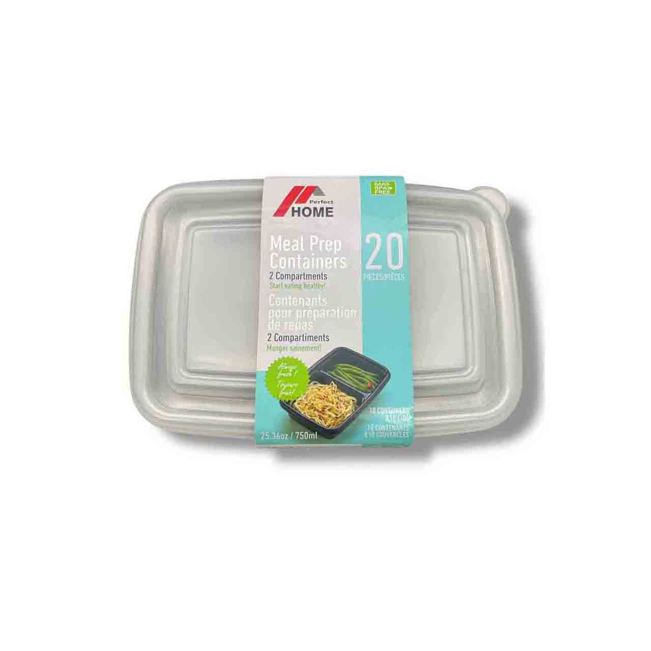 Product image for 2-Compartment Meal Prep Containers set (x24 pcs)