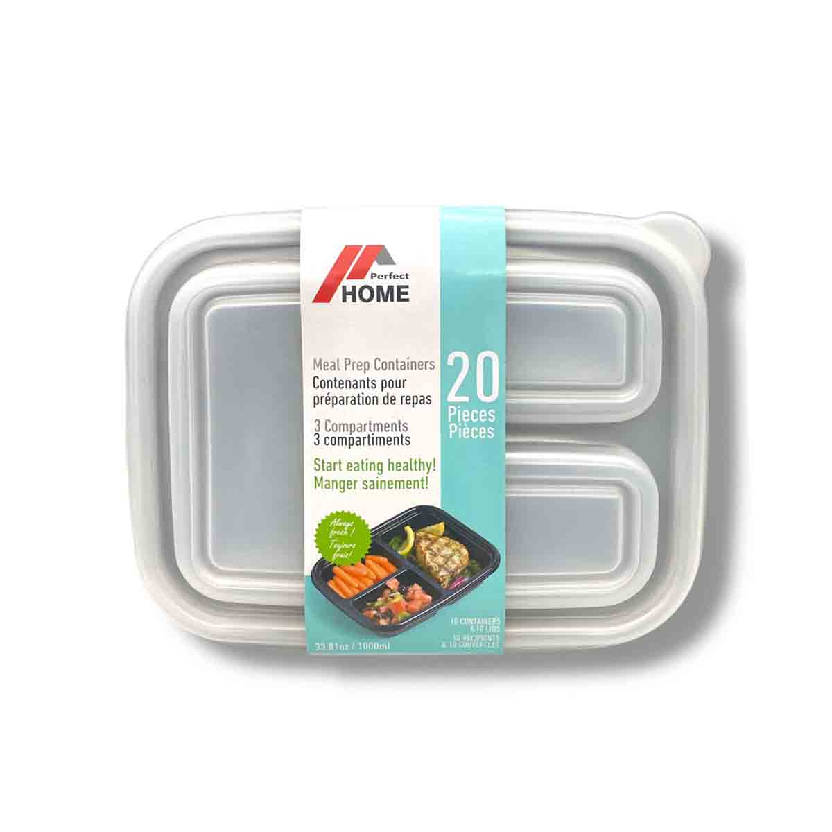 Product image for 3-Compartment Meal Prep Containers (x24 pcs)