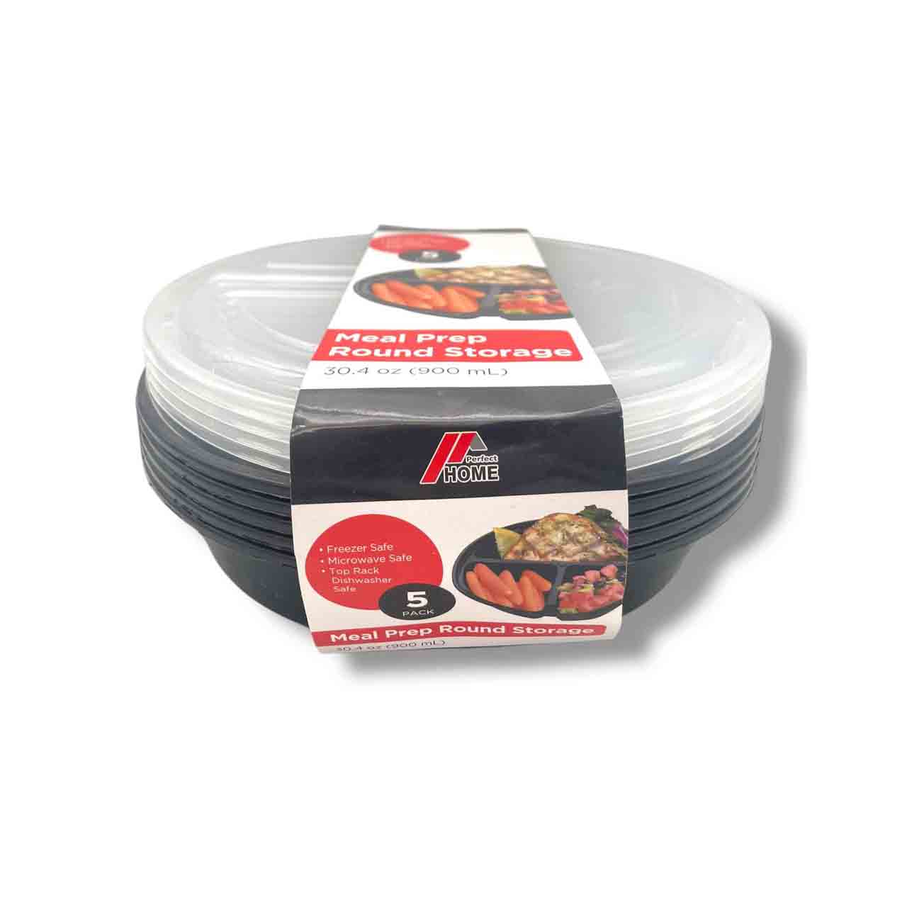 Product image for 3-Compartment Round Meal Prep Containers set (x24 pcs)