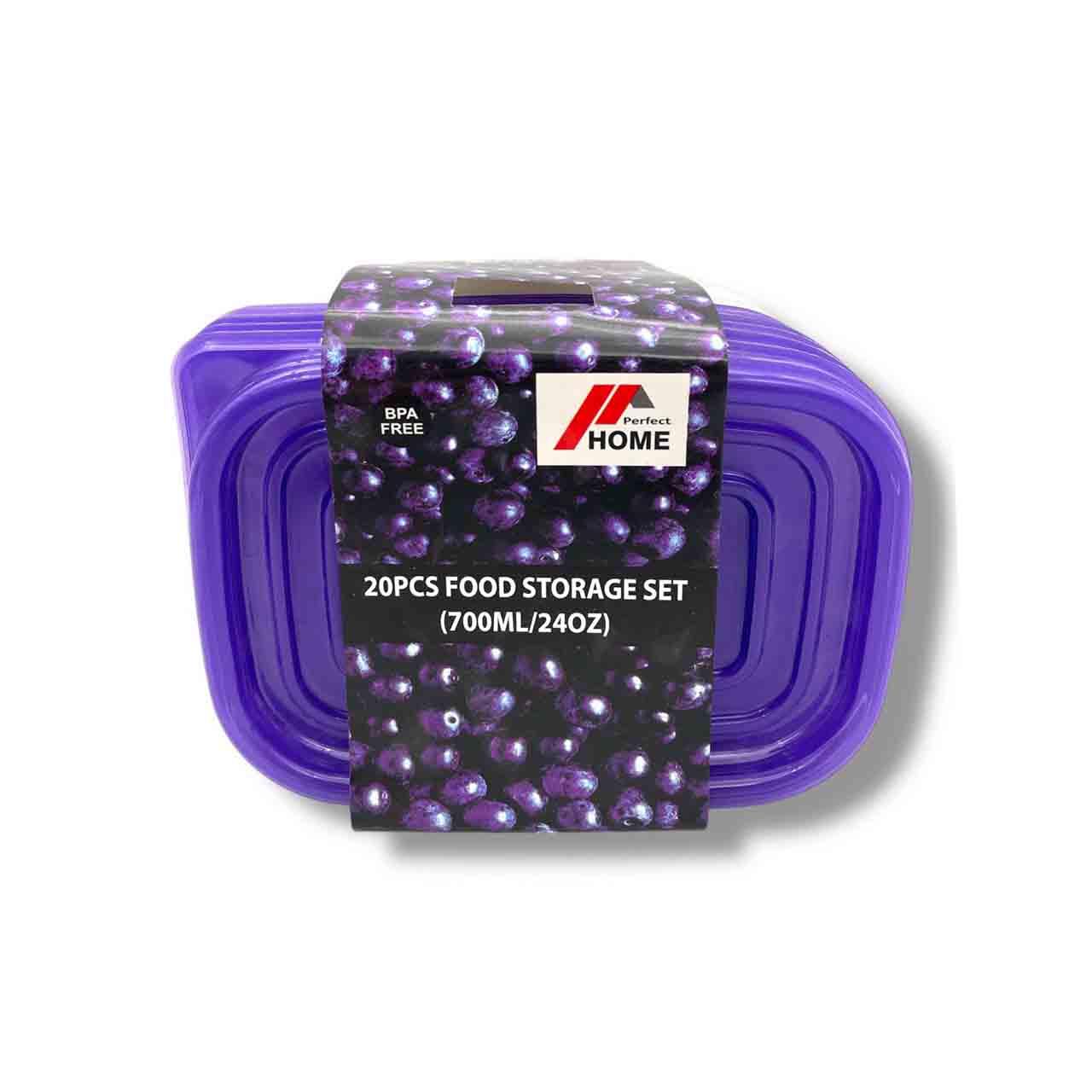 Product image for 20-Piece Plastic Food Storage and Container Set (x24 pcs)