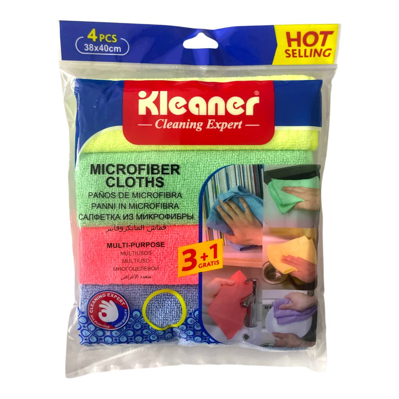 Product image for Multi-Purpose Microfiber Cleaning Cloth Set 3+1 (x72 pcs)